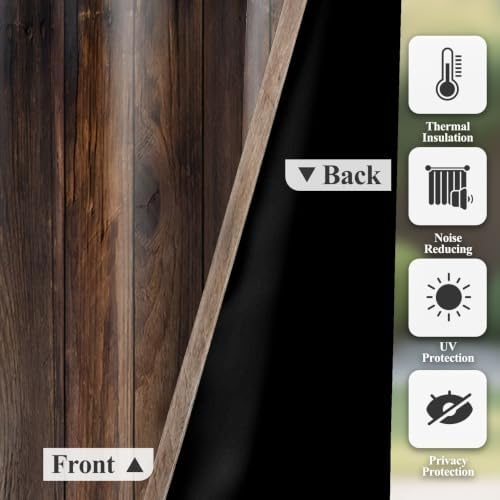 Rustic Brown Wood Blackout Curtains 96 inch Length for Bedroom Living