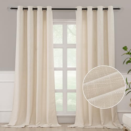 Natural Linen Window Curtain Panels with Grommets 52 inches Width