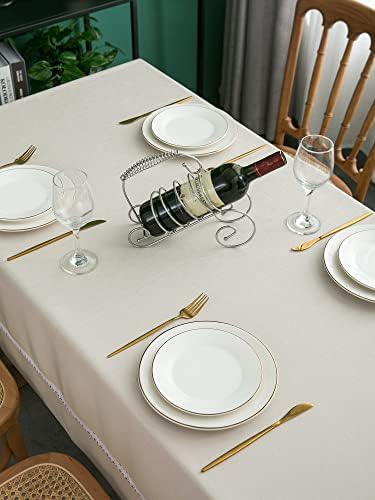 EHouseHome Heavy Duty Fabric Tablecloth with White