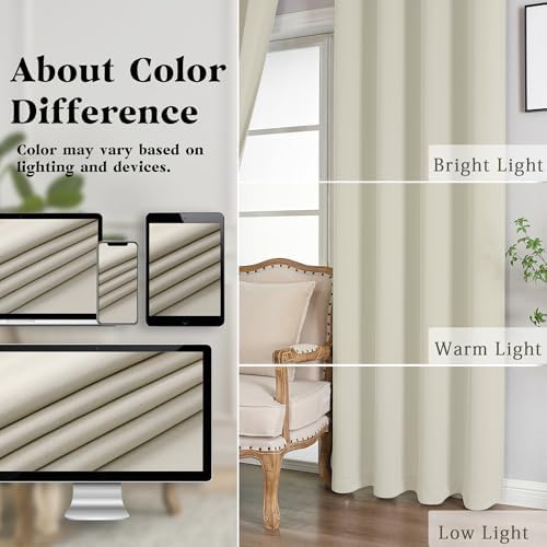 Simplebrand Natural Room Darkening Curtains for Bedroom Living Room