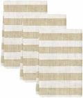 Cream Striped Kitchen Towels Set of 3, Absorbent Microfiber Soft Dish
