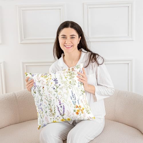 jejeloiu Cute Floral Throw Pillow Covers Set of 2 Botanical Flowers