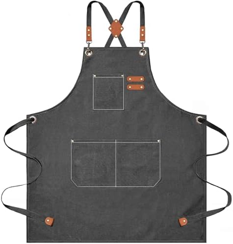AFUN Aprons for Men Women with Large Pockets, 16-Ounce Cotton Canvas