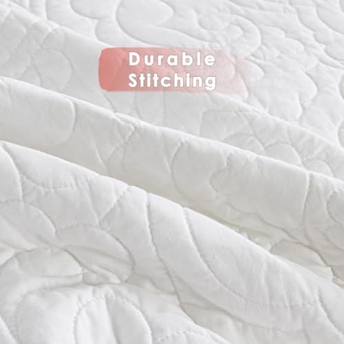 Querencia 100% Cotton King Pillow Shams, White, 20x36, Set of 2