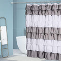 72" x 72" Elegant Ruffle Shower Curtain Modern Farmhouse Fabric Shower