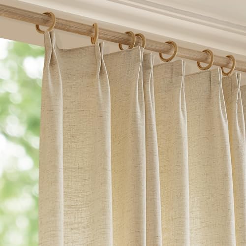 Sand Beige Privacy Window Curtains 108 inches Long, Double Pleated