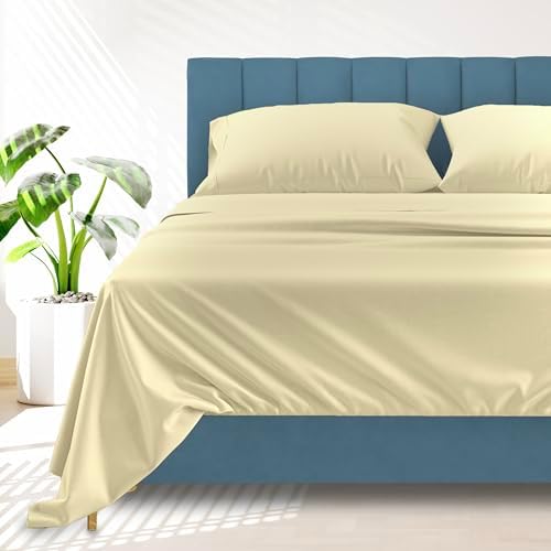 100% Egyptian Cotton King Size Sheets Set - Luxury High Thread Count
