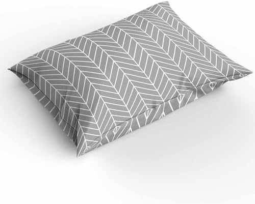 Duvet Cover Set Queen, Abstract Gray White Herringbone Texture 3 Piece