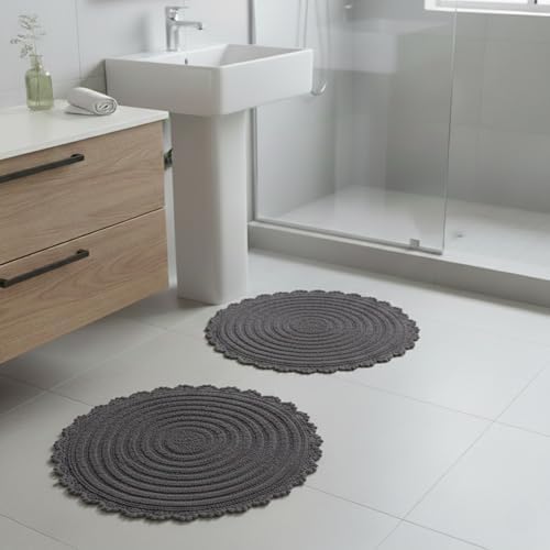 Lavish Home Bathroom Rugs, Charcoal, 2-Piece-Set, 24”