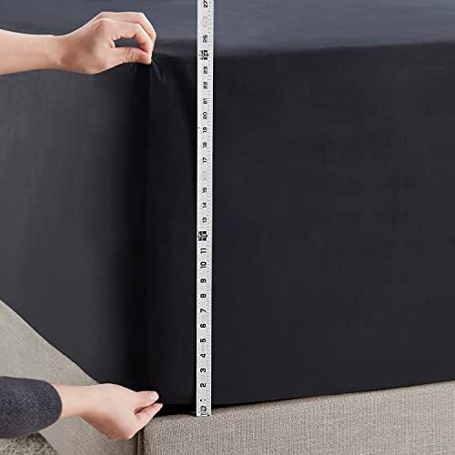 Hearth & Harbor Extra Deep Pocket California King Fitted Sheet, Black