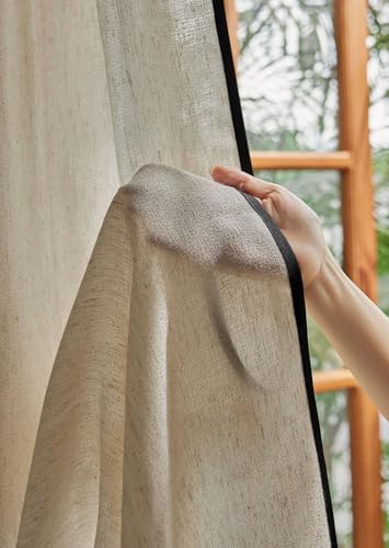 Beydodo Bedroom Curtains 63 Inches Long, Semi Sheer Curtains for