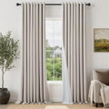 Blackout Cream Beige Linen Grommet Curtains 52x120 Inch Extra Long 2