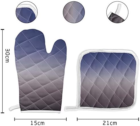 Quilted Cotton Terry Cloth Oven Mitt, Pot Holder Ombre Purple Grey