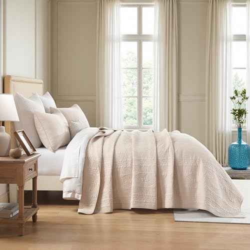 Homzard California King Size Quilts Bedding Set,100% Cotton Beige
