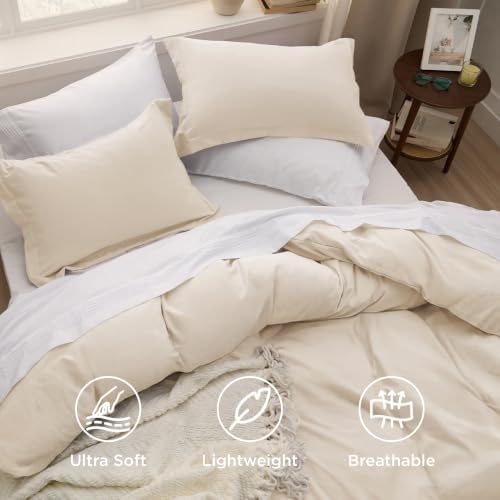 Bedsure Prewashed Duvet Cover Full, Cotton-Like Soft Bedding Set