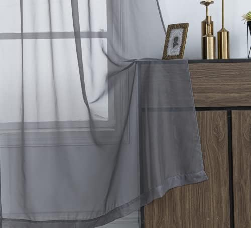 PI Sheer Curtains 63 Inches Length,Short Rod Pocket Light Filter Sheer