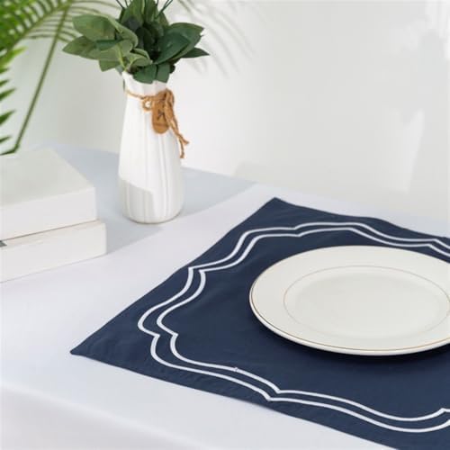 Lifup Cotton Linen Placemats Set of 8, Flower Embroidery Heat