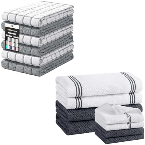 Homaxy Premium Cotton Kitchen Towels (16" x 28", 6 Pack) and Kitchen