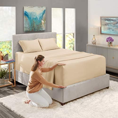 Nestl California King Bed Sheet Set - Beige Cream - 4-Piece Extra Deep