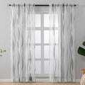 L.Z.E Grey and White Sheer Curtains 84 Inch Long 2 Panels Set, Light