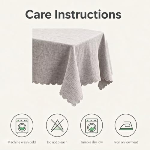 Spillproof Linen Tablecloth 48x68 Inch,Beige