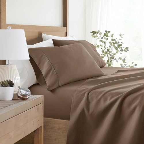 LINENS & HUTCH Sheet Set Solid Microfiber Ultra Soft Bedding - Queen