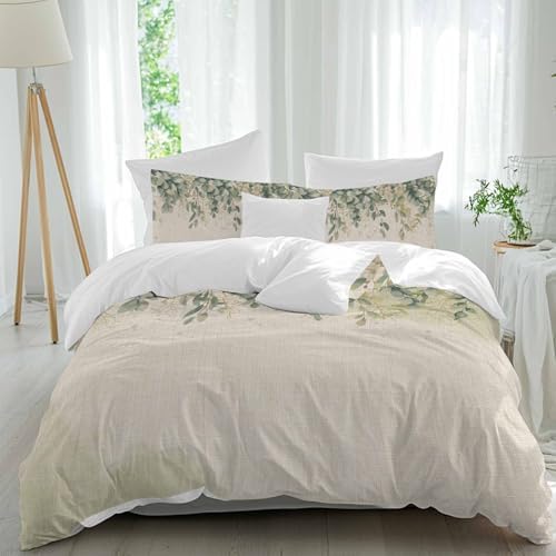 Spring Eucalyptus Bedding 3 Piece Duvet Cover Set Queen Size, Summer