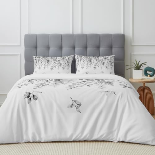 Botanical Border Print King Duvet Cover Set - 4 Pcs Comforter Cover