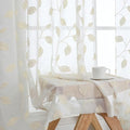 OVZME Natural Sheer Curtains 63 Inch Length 2 Panels Set, Leaf
