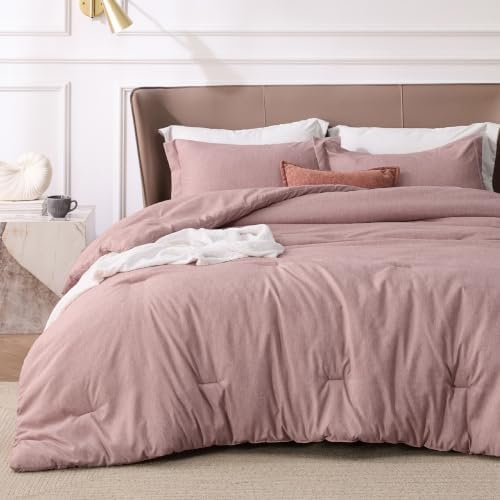Bedsure Dusty Pink King Comforter Set, Cationic Dyed Fall Bed Set