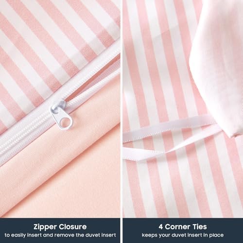 Wake In Cloud - Striped Cotton Duvet Cover Set, Ticking Stripe
