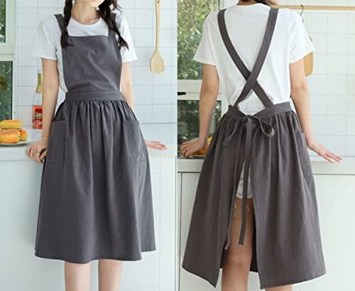 Cute Retro Cotton Linen X-Back Aprons Home Kitchen Garden Art Painting