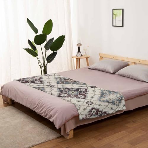 Flannel Fleece Blanket 60" x 80", Classic Boho Microfiber Cozy Soft