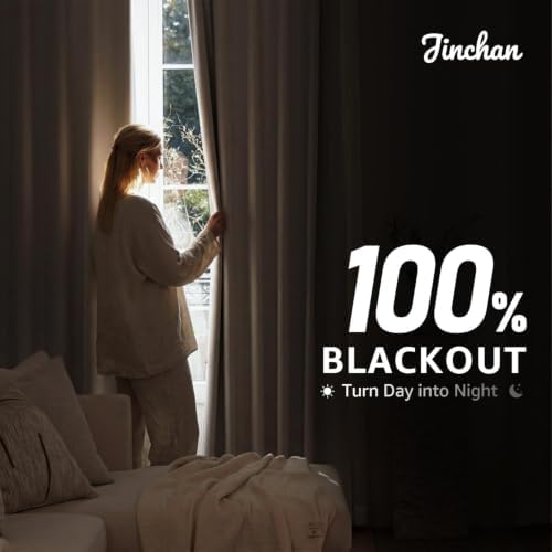 jinchan Linen Textured White Blackout Curtains Back Tab 63 Inches 2