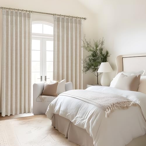 Large Window Natural Linen Curtains 108 Inches Long for Living Room