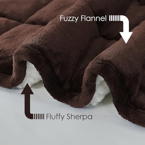 yescool Weighted Blanket for Adults (15 lbs, 60" x 80", Brown) Heavy