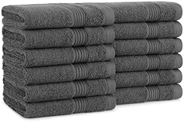 Arkwright Bath Washcloths 12 Pack - Super Soft 100% Cotton, 600 GSM
