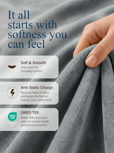 Utopia Bedding Soft Fleece Bed Blanket Queen Size Ash Grey