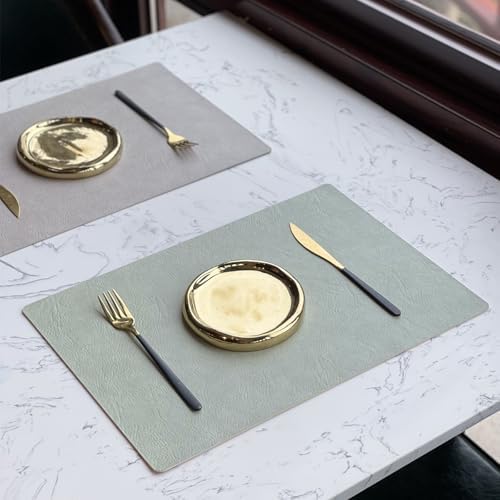 Faux Leather Placemats Set of 6, Double-Sided Two-Color Place Mats