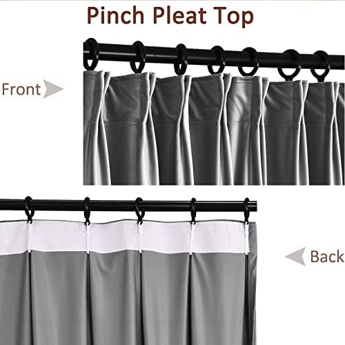 Fcosie Rock Grey Velvet Drapes 120 Inches Long Pinch Pleated Curtain