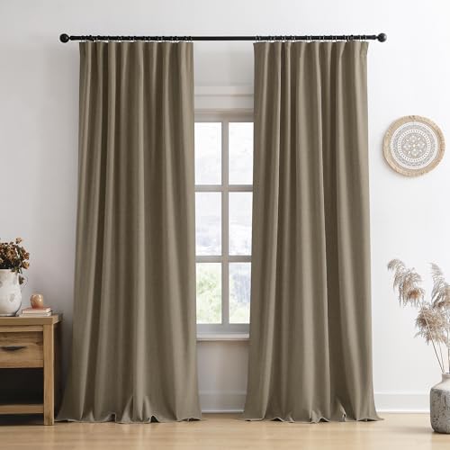 Linen Brown Room Darkening Curtains for Living Room 50 x 96 2 Panels