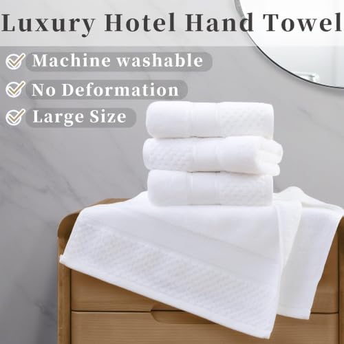 VOOVA & MOVAS White Hand Towels, Cotton, Quick Dry, 18x30 in, 4 Pieces