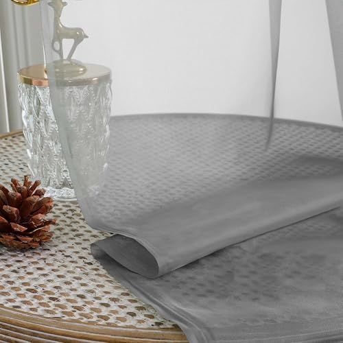 OWENIE Grey Sheer Curtains 96 Inch Long 2 Panels for Living Room 59"