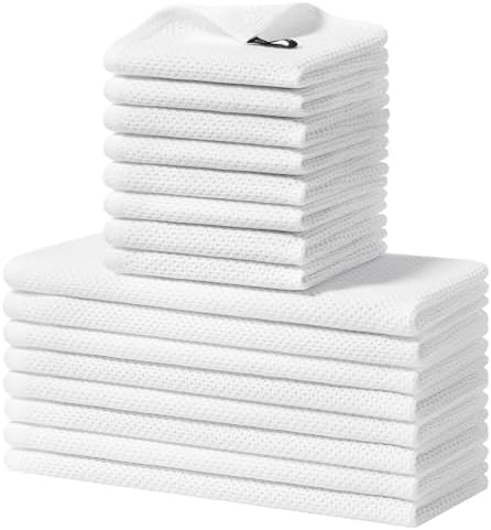 Homaxy 16 Pack 100% Cotton Kitchen Towels and Dishcloths Set, White