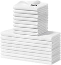 Homaxy 16 Pack 100% Cotton Kitchen Towels and Dishcloths Set, White