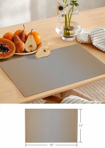 Khaki Grey Placemats Set of 6 with 90 Inches Long Table Runners, Ombre