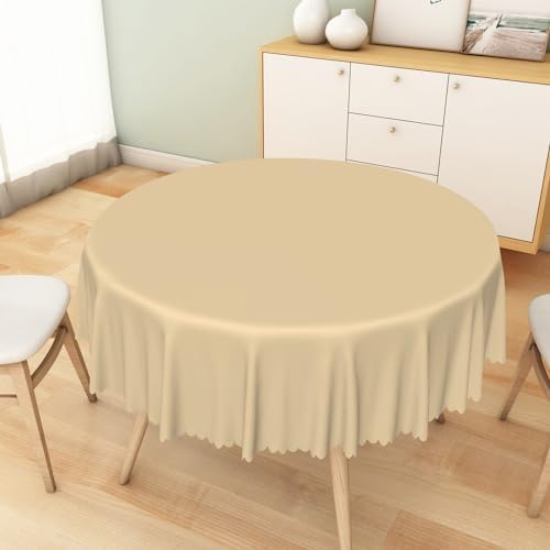 Solid Beige Round Tablecloth 70 Inch Pure Color Circular Table Cloth
