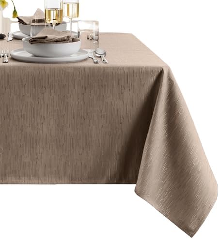 Continental Solid Texture Water Resistant Tablecloth, Taupe - 52" W x