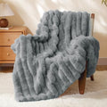 BEDELITE Faux Fur Throw Blanket for Couch, 770GSM, 50" x 60", Light