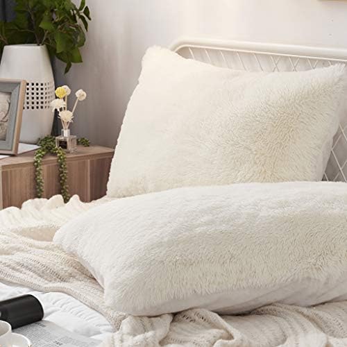 Set of 2 King Faux Fur Throw Pillow Covers Soft Velvet Decorative